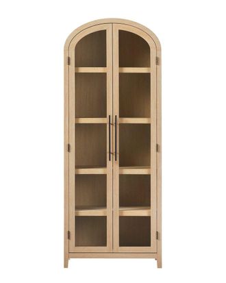 Walker Edison Modern 5 Shelf Arched Tall Bookcase With Glass Doors