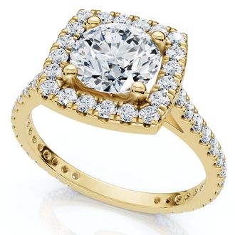 Pompeii3 1 1/3Ct Round Halo Diamond Engagement Ring 14k Gold Lab Grown
