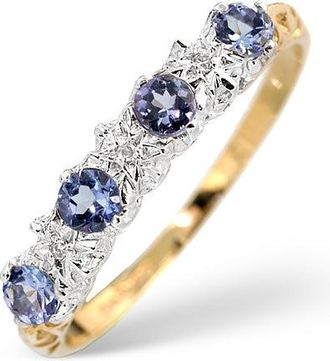The Diamond Store Tanzanite 0.40CT And Diamond 9K Gold Ring