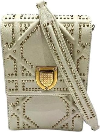 Dior Pre-owned Cross Body Bags, female, Beige, Size: ONE SIZE Pre-owned Diorama Leather Shoulder Bag