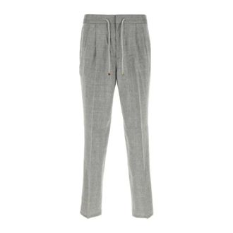 Brunello Cucinelli Brunello Cucinelli, Slim-fit Trousers, male, Gray, Size: 3XL Drawstring Pleated Trousers
