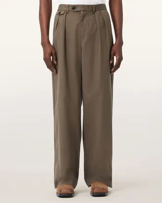 AllSaints Main: 55% Cotton, 45% Lyocell Conway Wide Leg Pleated Trousers, Size: 28