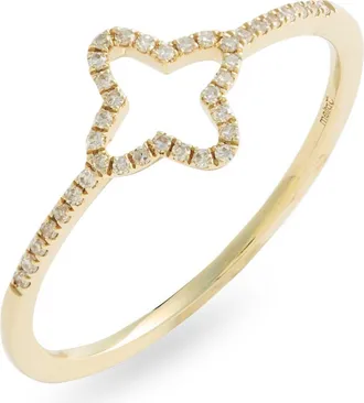 Meira T 14k Gold Diamond Clover Ring in Yellow Gold at Nordstrom, Size 6.5