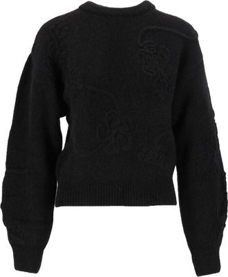 Rotate Black 3D Floral Loose Fit Sweater