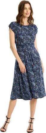 In Front Blauwe Chamallow Jurk met Kleurrijke Print - Dames - Casual kleedjes - Blauw - XL - Kleedjes