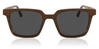 Oh My Woodness! Square Full Rim Wood Mens Prescription Sunglasses Brown Size 51 - Oh My Woodness