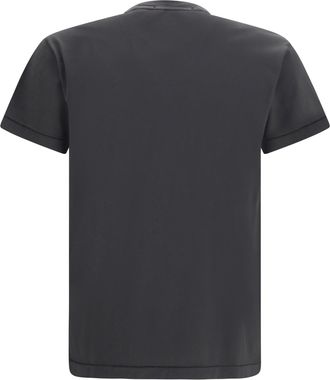 Stone Island Mens Logo Patch T-Shirt Lead Grey Cotton T-Shirts And Polos