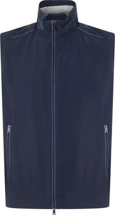 Paul & Shark Gilet met rits en hoge kraag - Heren - Bodywarmers - Blauw - L - Katoen - Jassen