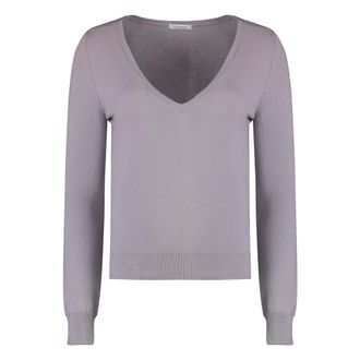 Malo Geribbelde kasjmier trui - Dames - Cashmere truien - Paars - S - Kasjmier - Truien & Vesten