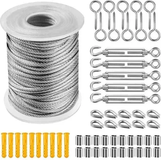 OEM Kit De Cuerda Colgante De Acero Inoxidable De 30 M, Cable De Acero Inoxidable Recubierto De Nailon, Tensor De Cable De Acero Recubierto De Pvc, Para T