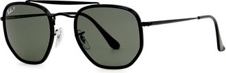 Ray-Ban The Marshal II Polarised Aviator Sunglasses, Sunglasses, Black, Metal, Dark Grey Lenses, High End Sunglasses, 100% UV Protection