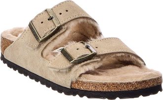 Birkenstock Womens Arizona Suede & Shearling Sandal