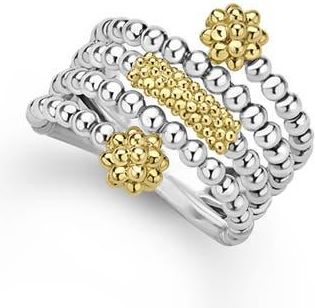 Lagos Caviar Icon Bead & Bar Ring in Silver/Gold at Nordstrom, Size 7
