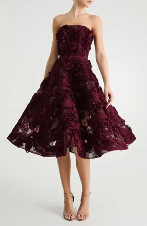 Helsi Florence Strapless Cocktail Dress in Merlot at Nordstrom, Size Xx-Large