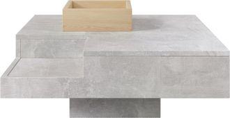 STILVORA Mesa De Centro Con Caja De Almacenaje Extra&iacute;ble, Dise&ntilde;o Gris Hormig&oacute;n Y Efecto Madera, En Aglomerado, 72&times;72&times;30 Cm