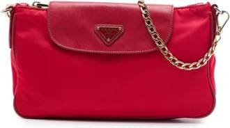 Prada Pre-owned Prada Saffiano Trimmed Tessuto Chain Crossbody Ladies 7RESP0VXESLQ382I