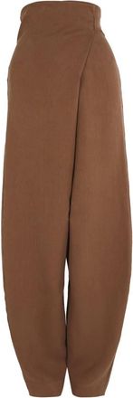 Cortana Na- omhullende linnen henna broek - Dames - Broeken - Bruin - L - Linnen - Broeken