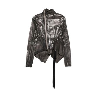 Rick Owens Light Jackets, female, Gray, S, Bronze Metallic Asymmetrical Zip Outerwear