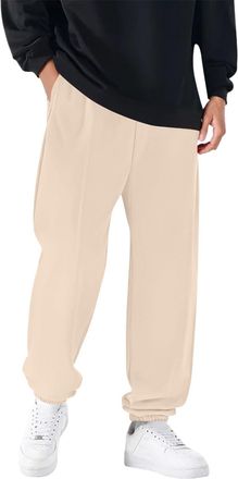 Generic 2025 Trousers Mens Fleece Casual Pants Elastic Cuff Joggers Comfortable Pants Soft Warm Winter Trousers Relaxed Fit Outdoor Sports Sweatpants (Khaki, 