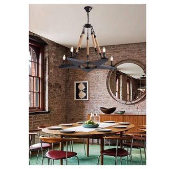 Trade Shop Trade Shop - Lampadario Stile Industriale A Forma Di Stella Corda Di Canapa Metallo E14 A39-5