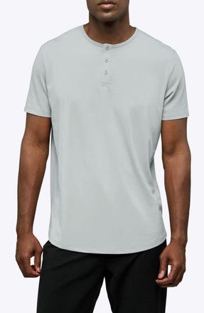 Cuts AO Curved Hem Short Sleeve Henley in Metal at Nordstrom, Size Xx-Large