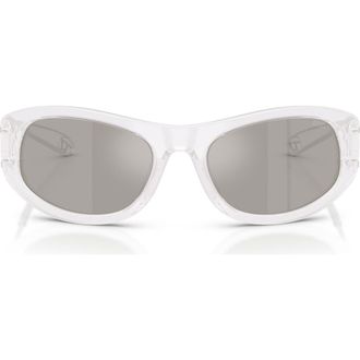 Diesel DL2007U 57mm Cat Eye Sunglasses in Opal White /Mirror Silver at Nordstrom