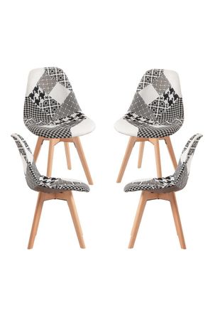 Regalos Miguel Regalos Miguel - Packs Sillas Comedor - Pack 4 Sillas Synk Patchwork - Patchwork Blanco Y Negro