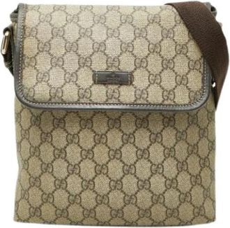 Gucci Pre-owned Vintage Canvas Shoulder Bag - Dames - Vintage Schoudertas - Beige - ONE Size - Leer - Vintage