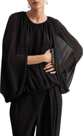 Mango Cape Sleeve Top in Black at Nordstrom, Size X-Small/small
