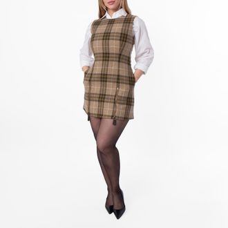 Burberry Checked Virgin Wool Mini Dress, Brand Size 10 ( US Size 8 )
