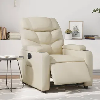 vidaXL Sill&oacute;n Reclinable El&eacute;ctrico De Cuero Sint&eacute;tico Crema Vidaxl