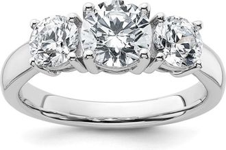 Diamond2Deal 14k White Gold 2 Ct Lab Grown Diamond Three Stone Engagement Ring