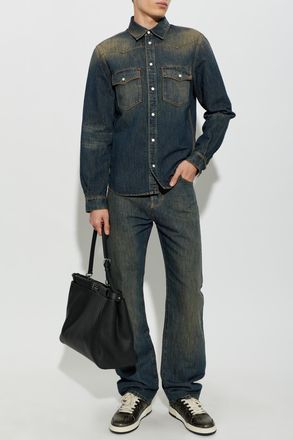 Fendi Straight-leg Jeans, Mens, Navy Blue