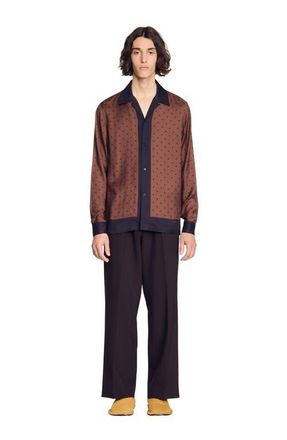 Sandro Square Cross motif shirt in Tobacco Brown at Nordstrom, Size Xx-Large