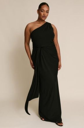 Six Stories One Shoulder Drape Stretch Bridesmaid in Black at Nordstrom, Size 10