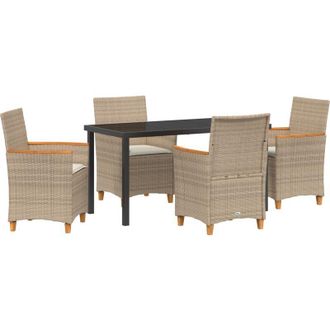 vidaXL Vidaxl - Conjunto De Comedor De Jard&iacute;n 5 Pcs Beige Rat&aacute;n Sint&eacute;tico