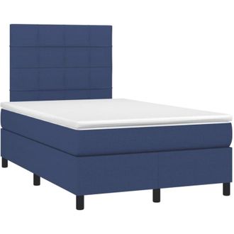 vidaXL Vidaxl - Cama Box Spring Con Colch&oacute;n Y Luces Led Tela Azul 120x190 Cm