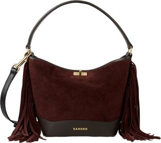 Sandro TANGOSO fringed suede bag in Mahogany at Nordstrom, Size Medium