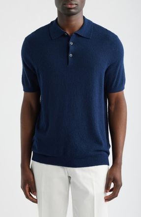 Scott Barber Solid Boucl&eacute; Polo in Navy at Nordstrom, Size Xx-Large