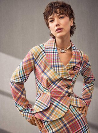 Vivienne Westwood Womens Stormy checkered asymmetrical jacket