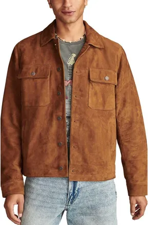 Lucky Brand Suede Shirt Jacket in Dark Tan at Nordstrom, Size Xx-Large R