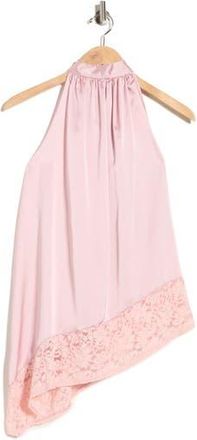 Renee C Sleeveless Lace Trim Satin Asymmetric Top in Pink at Nordstrom Rack, Size 1X
