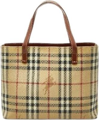 Burberry Pre-owned Handbags, female, Beige, Size: ONE SIZE Pre-owned Nova Check Shadow Horse PVC Leather Handbag