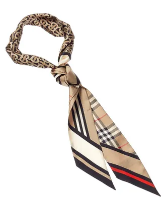 Burberry Montage Print Skinny Silk Scarf