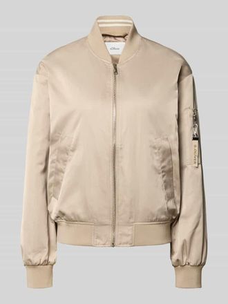 s.Oliver Red Label Regular Fit Bomberjacke mit College-Kragen in Beige, Gr&ouml;&szlig;e 32