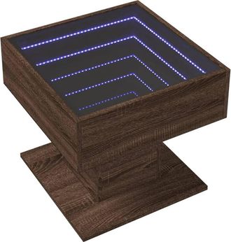 Berkfield Home Decorative Coffee Table with LED Brown Oak 50x50x45 cm Engineered Wood | Size: 50 x 50 x 45 cm