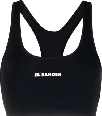 Jil Sander Sportieve Zwarte Logo Print Top - Dames - Tops zonder mouwen - Zwart - XS - Tops