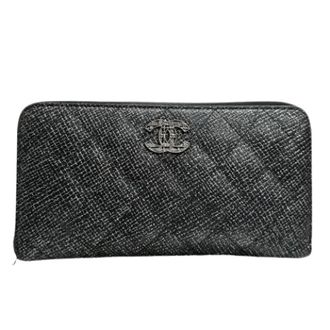 Chanel Pre-owned Leren Matelass&eacute; Lange Portemonnee - Dames - Pre-owned - Zwart - Maat: ONE Size Leer
