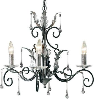 Netlighting Amarilli Chandelier 3 Light Black Silver Floral Leaves Design E14