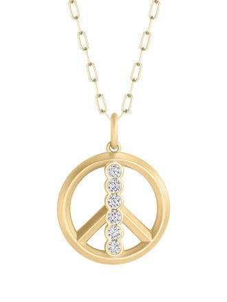Phillips House 18K yellow gold peace-sign diamond necklace